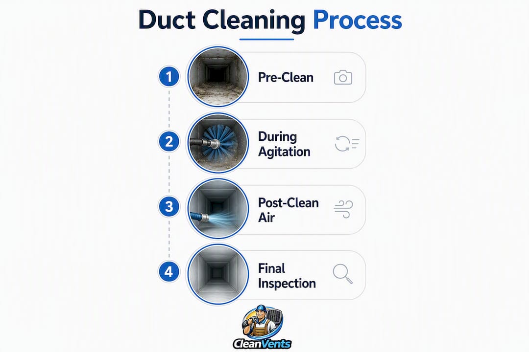 Infographic of duct cleaning verification steps