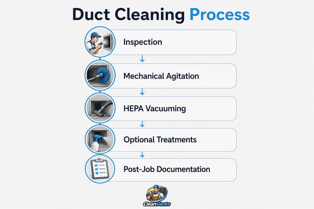 Infographic showing air duct cleaning process steps