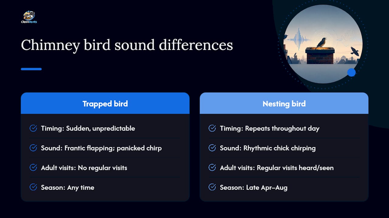 Diagram comparing trapped and nesting bird sounds