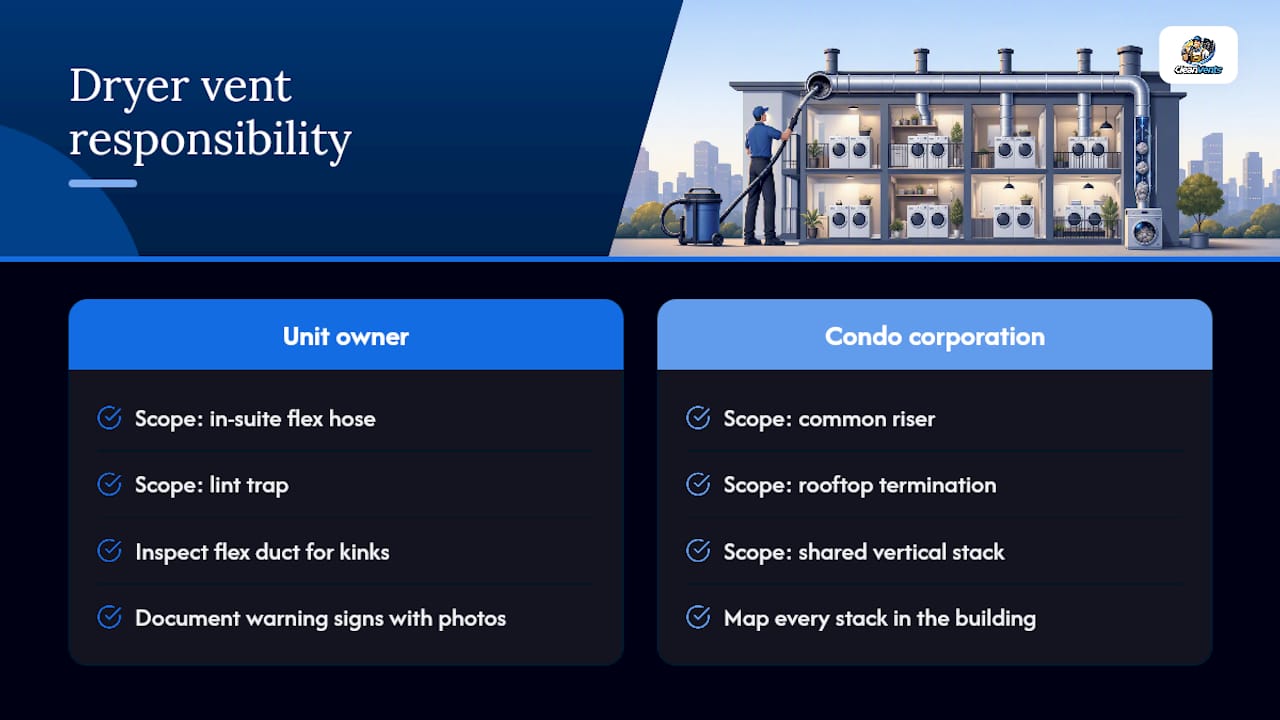 Diagram of condo dryer vent responsibility division