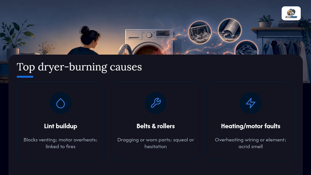 Diagram of dryer burning smell common causes