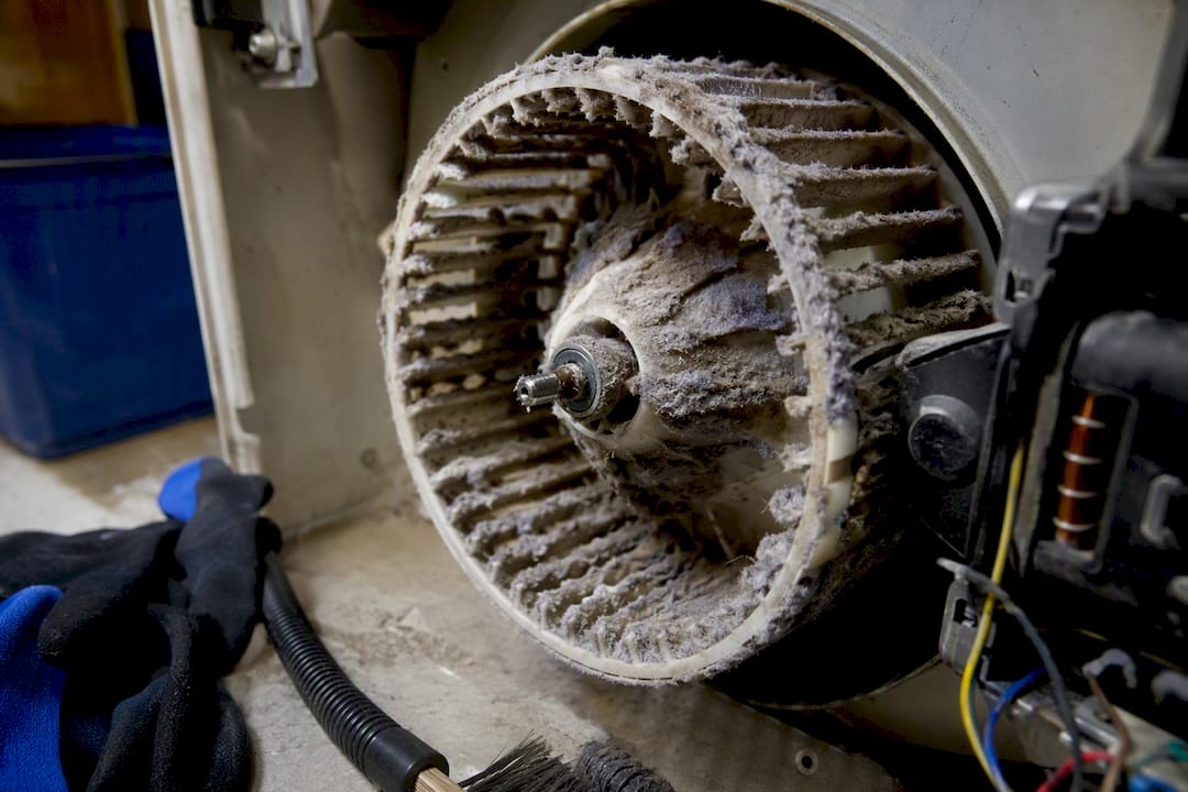 Lint wrapped around dryer blower wheel