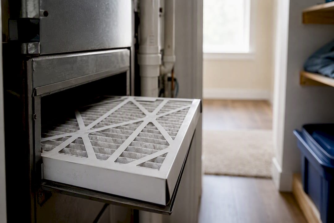Close-up of HEPA-style HVAC filter